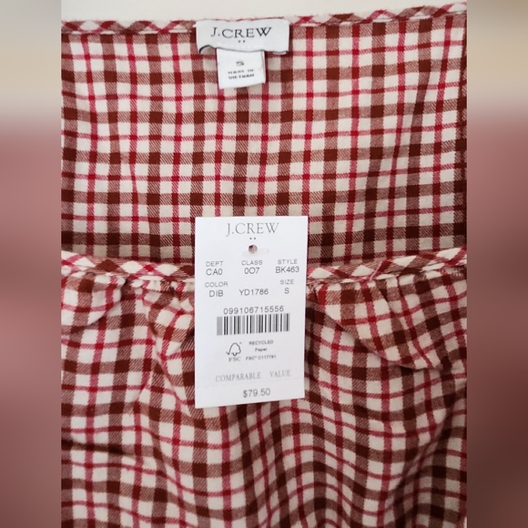 NWT adorable plaid flannel J.Crew Factory ruffle top size S - Picture 2 of 3